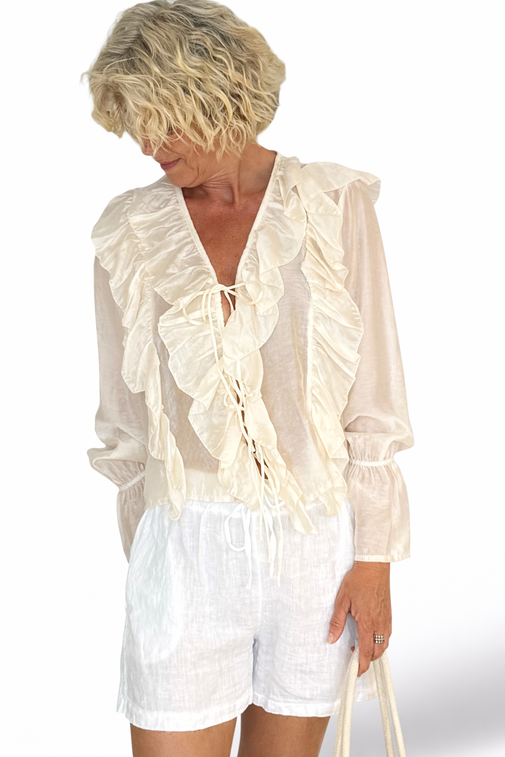 helena-transparente-volantbluse-butter-yellow-bluse-beige image 1