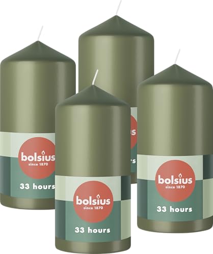bolsius-essentials-stumpenkerzen-gr-n-olive-12cm-4er image 7