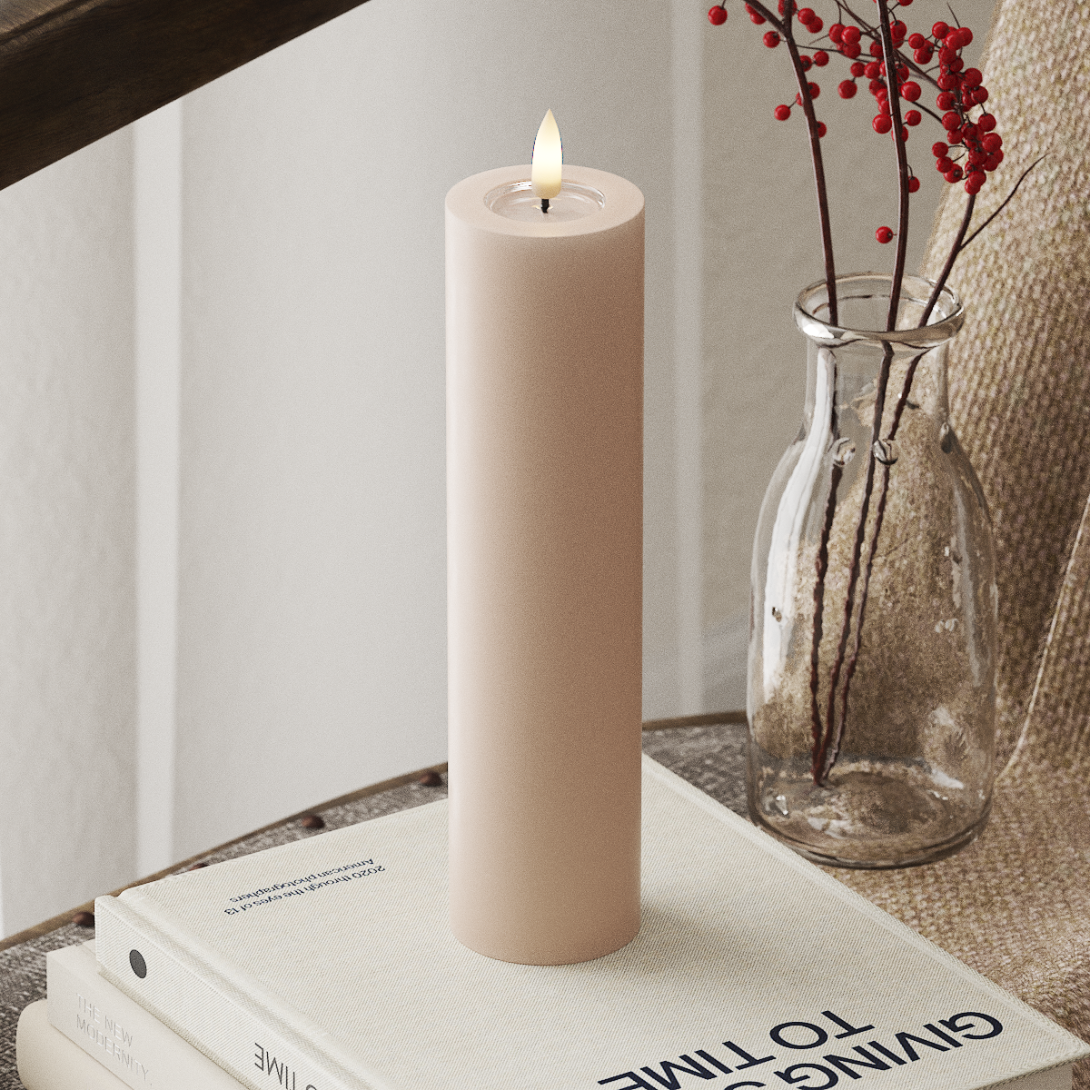 deluxe-homeart-blockkerzen-5x20-cm-led-kerze-rosa-real-flame image 1
