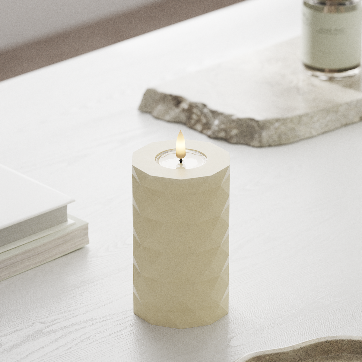 deluxe-homeart-square-led-blockkerzen-creme-7-5x12-5-cm image 3