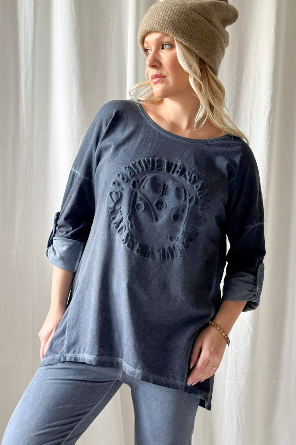 bypias-bohemian-longshirt-print-vintage-wash-denim-blue-one-size image 2