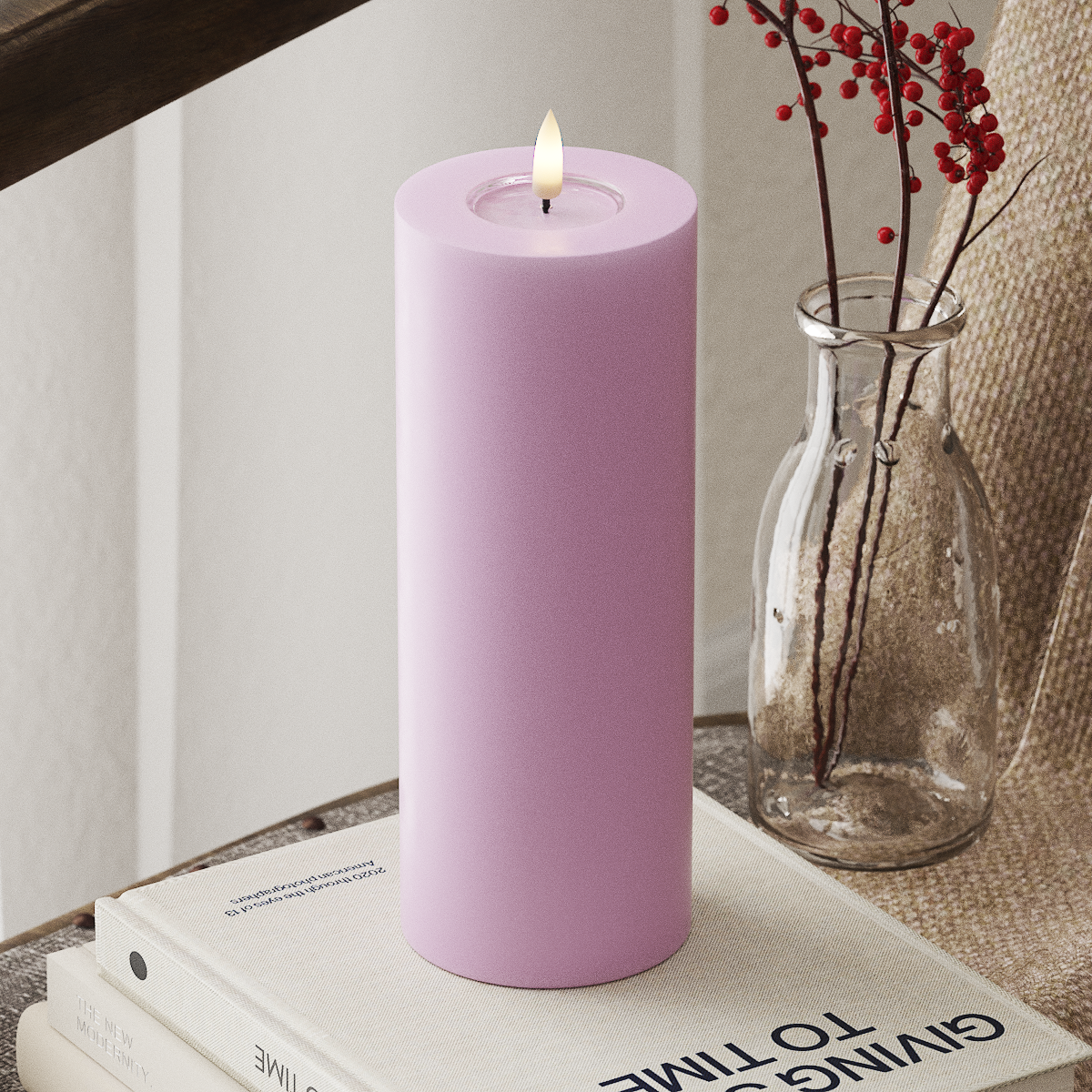 deluxe-homeart-blockkerzen-led-kerze-lavendel-7-5x20-cm image 1