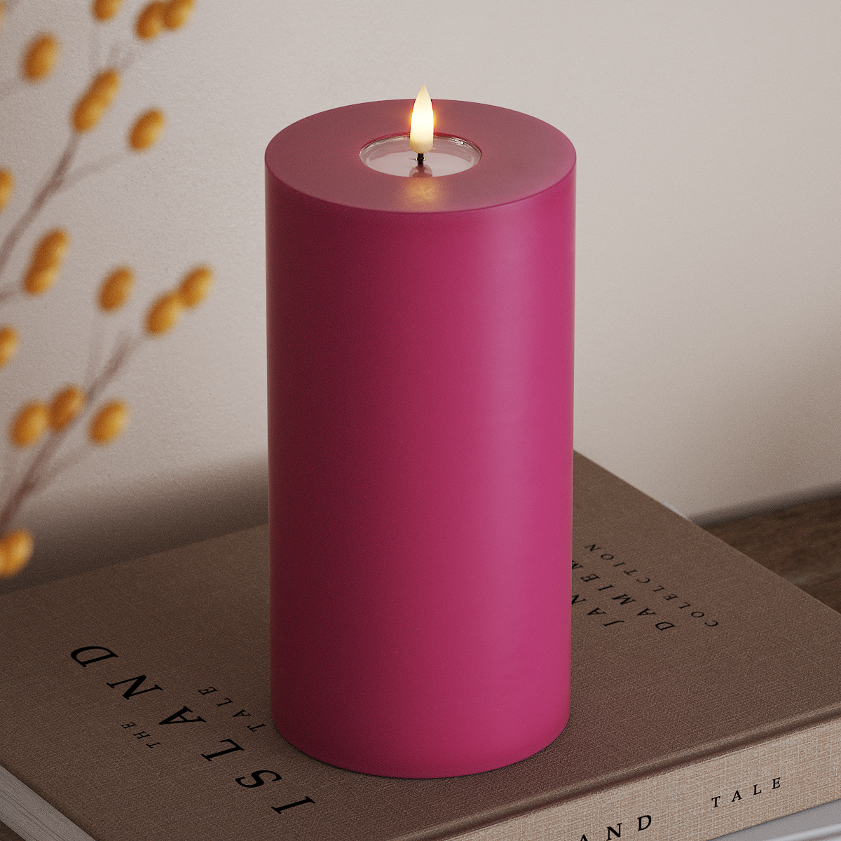 deluxe-homeart-blockkerzen-led-blockkerze-10x20-cm-magenta-real-flame image 2
