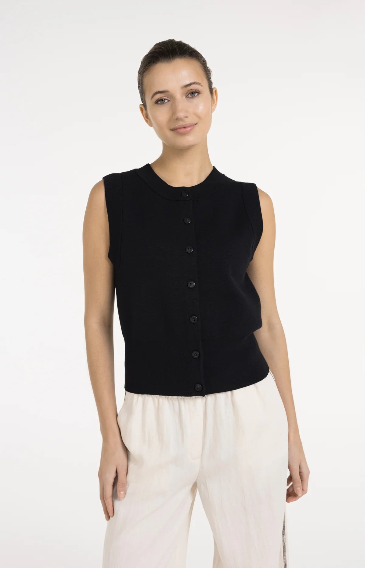 yaya-feinstrickweste-mit-knopfleiste-strickweste-schwarz-s image 3