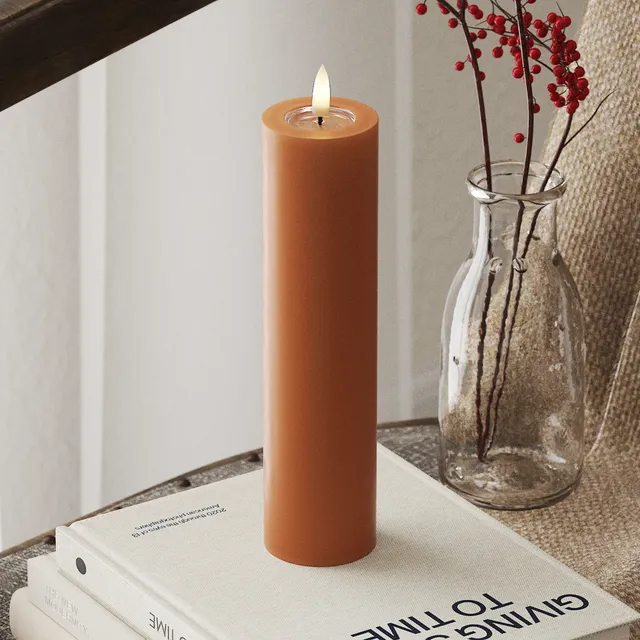 deluxe-homeart-blockkerzen-led-blockkerze-5x20-cm-orange-timer image 1
