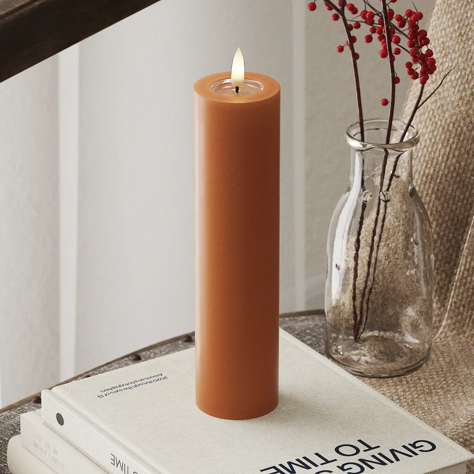 deluxe-homeart-blockkerzen-led-blockkerze-5x20-cm-orange-timer image 1