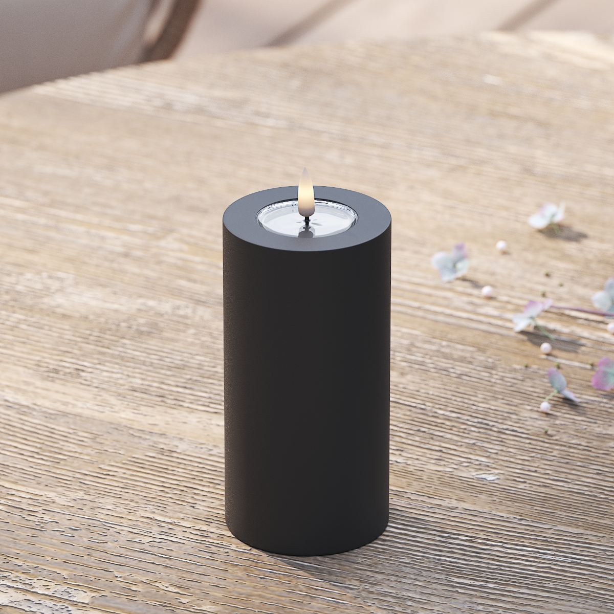 deluxe-homeart-au-enleuchten-led-outdoor-kerze-schwarz-7-5x15-ip44 image 1
