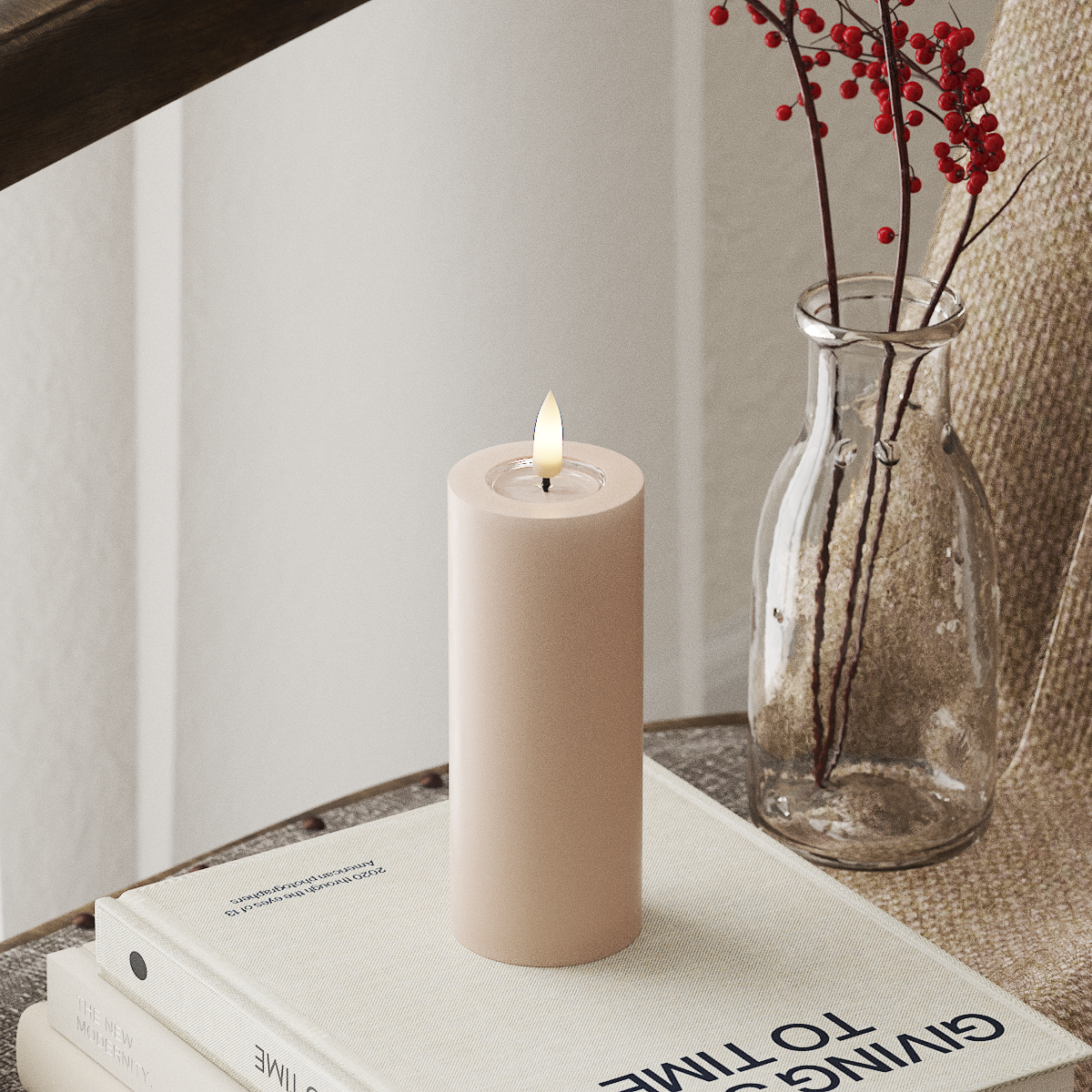 deluxe-homeart-blockkerzen-5x12-5-cm-led-kerze-rosa-real-flame image 1