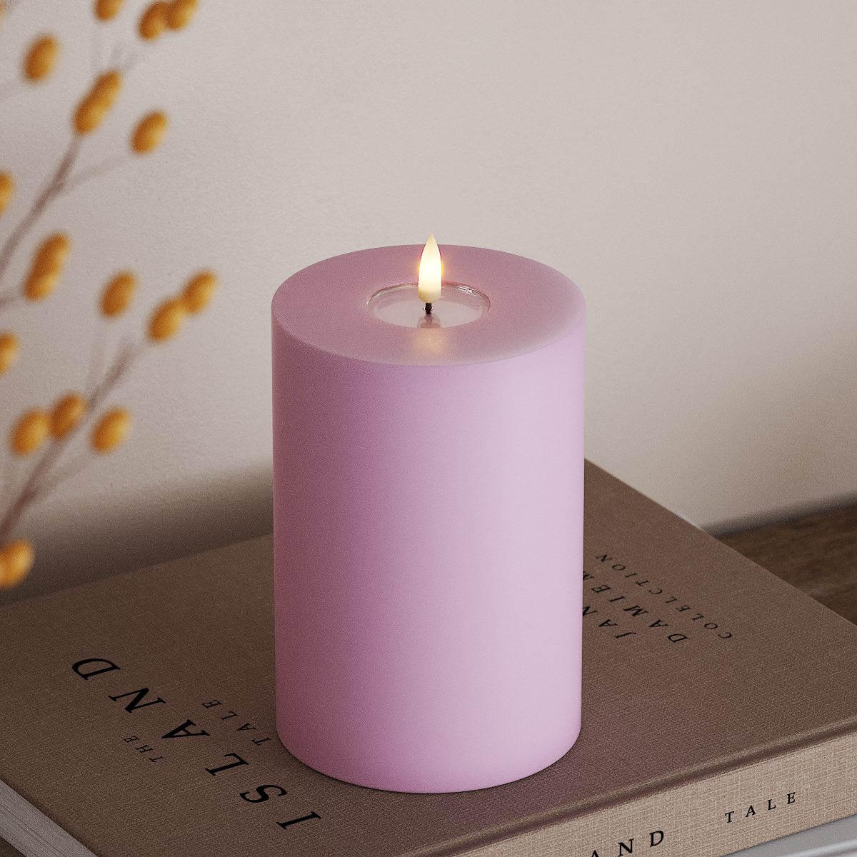 deluxe-homeart-blockkerzen-led-kerze-10x15cm-lavendel-real-flame image 2