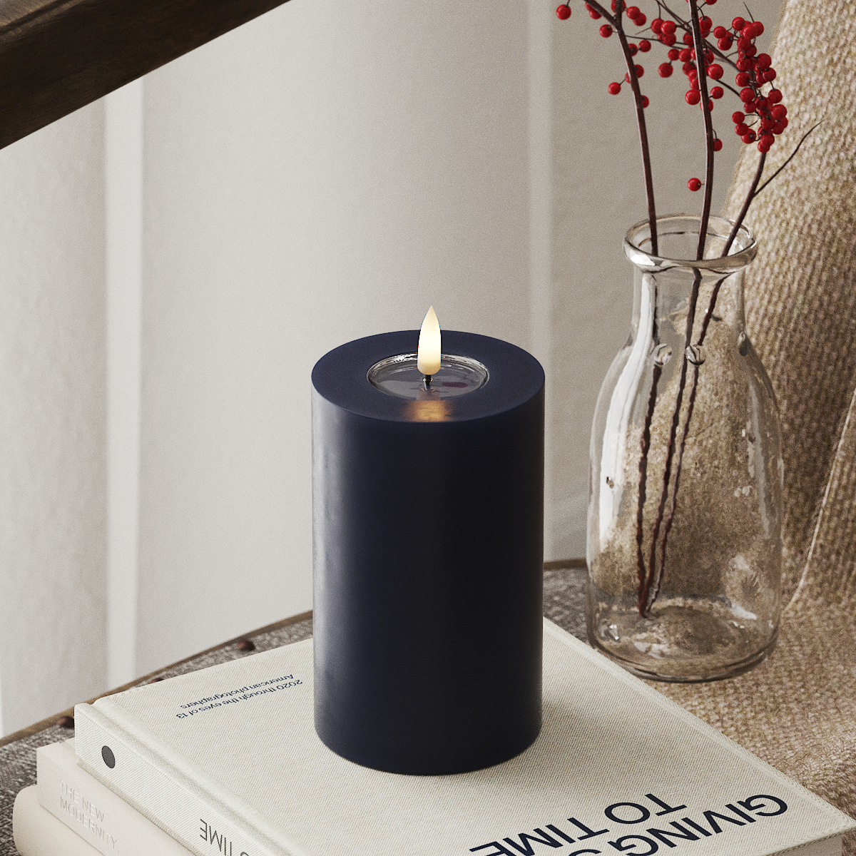 deluxe-homeart-blockkerzen-led-blockkerze-7-5x12-5-cm-k-nigsblau-real-flame image 1