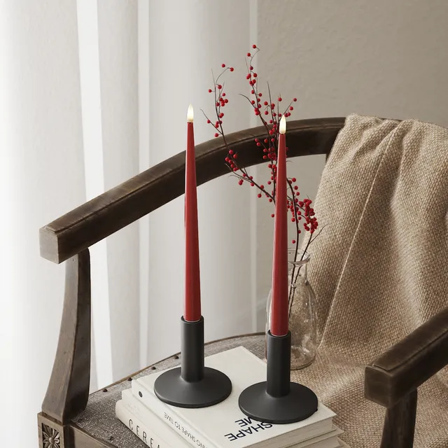 deluxe-homeart-kerzenlicht-mit-lack-led-stabkerze-28-cm-rot-2-st-ck image 1