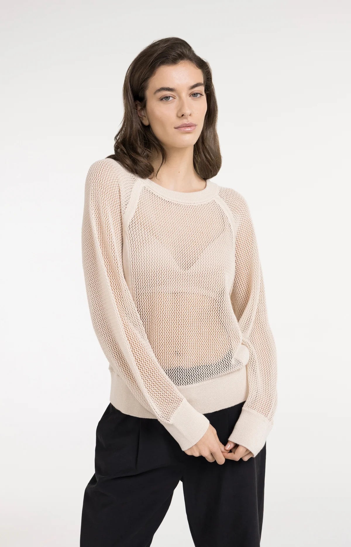 yaya-strickpullover-netzoptik-beige-damen-pullover image 1