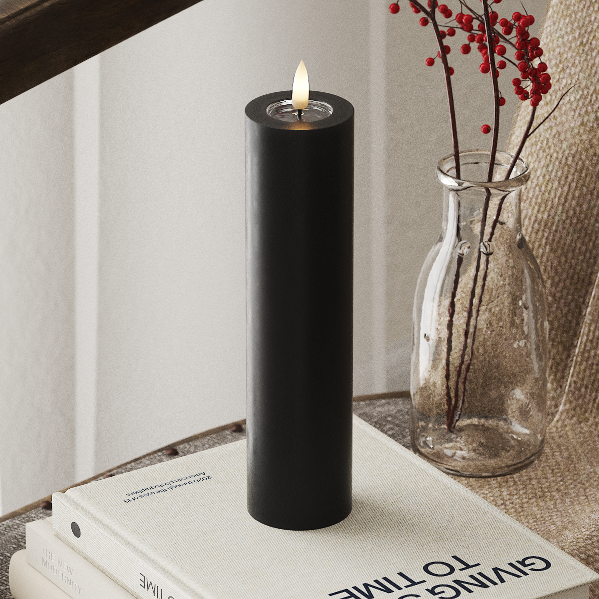 deluxe-homeart-blockkerzen-led-blockkerze-5x20-cm-schwarz-wachs image 1