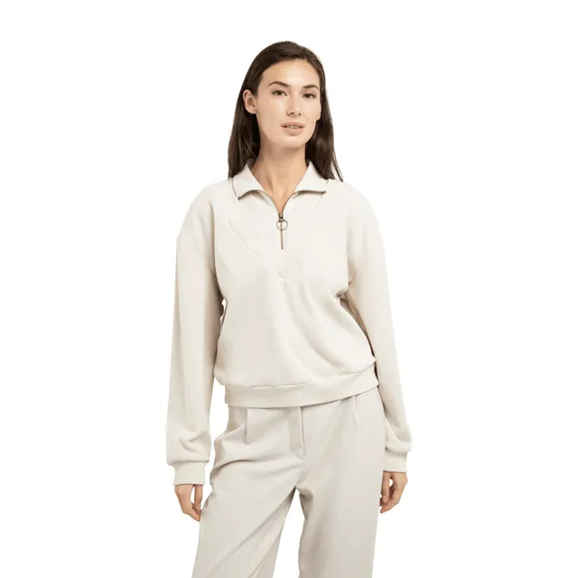 yaya-pullover-doppelkragen-zipper-beige-oversize image 1