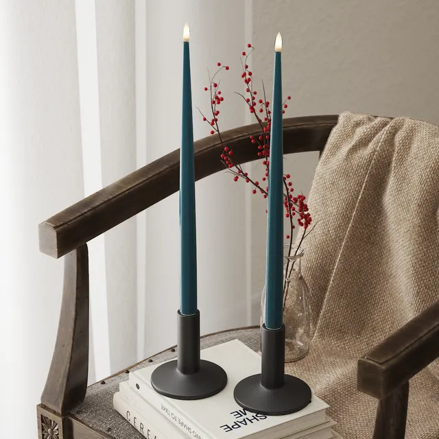 deluxe-homeart-kerzenlicht-stabkerze-led-38cm-petrol-2st-real-flame image 1