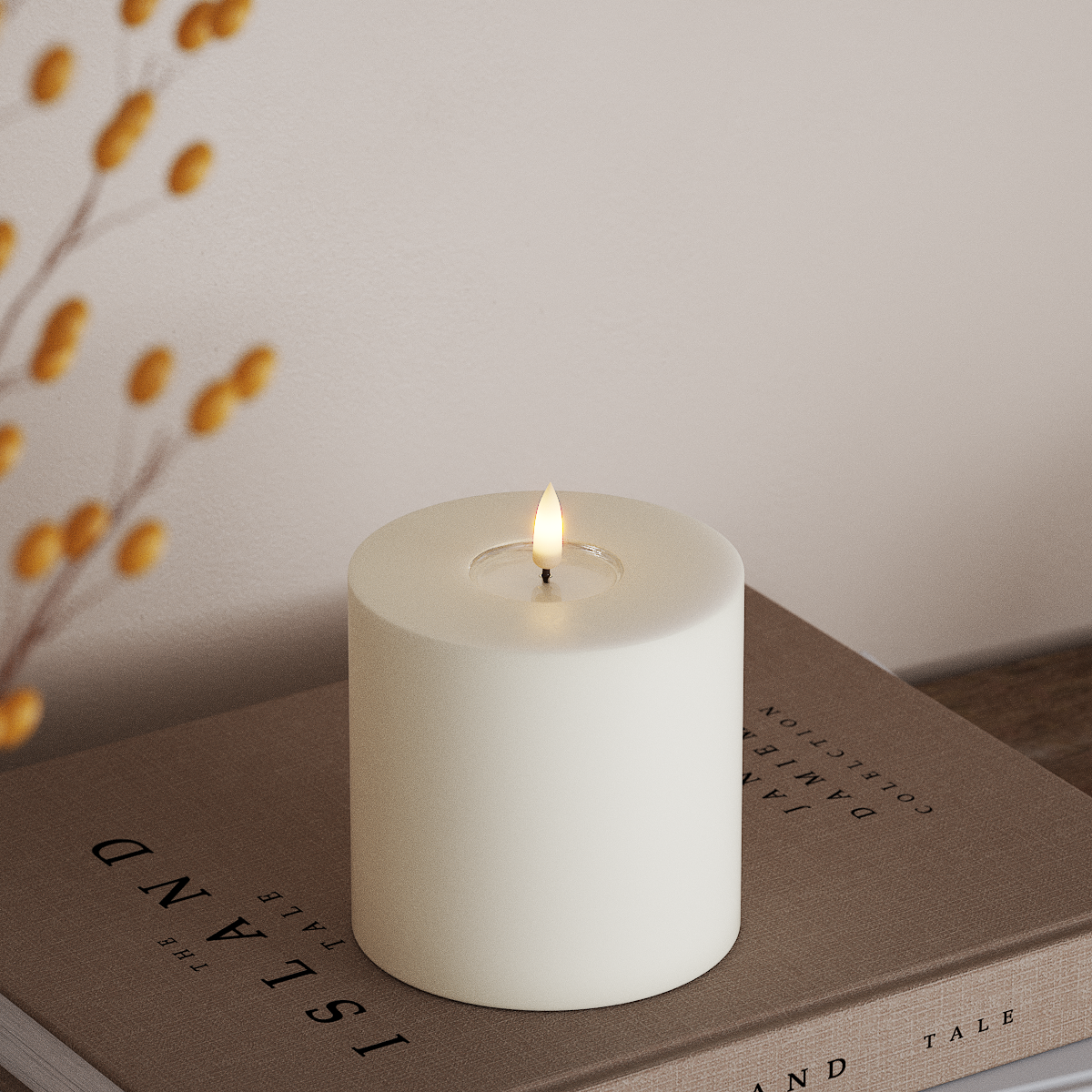 deluxe-homeart-blockkerzen-led-kerze-10x10cm-wei-real-flame image 2