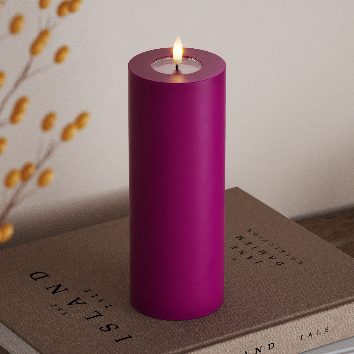 deluxe-homeart-blockkerzen-led-violett-7-5-x-20-cm image 2