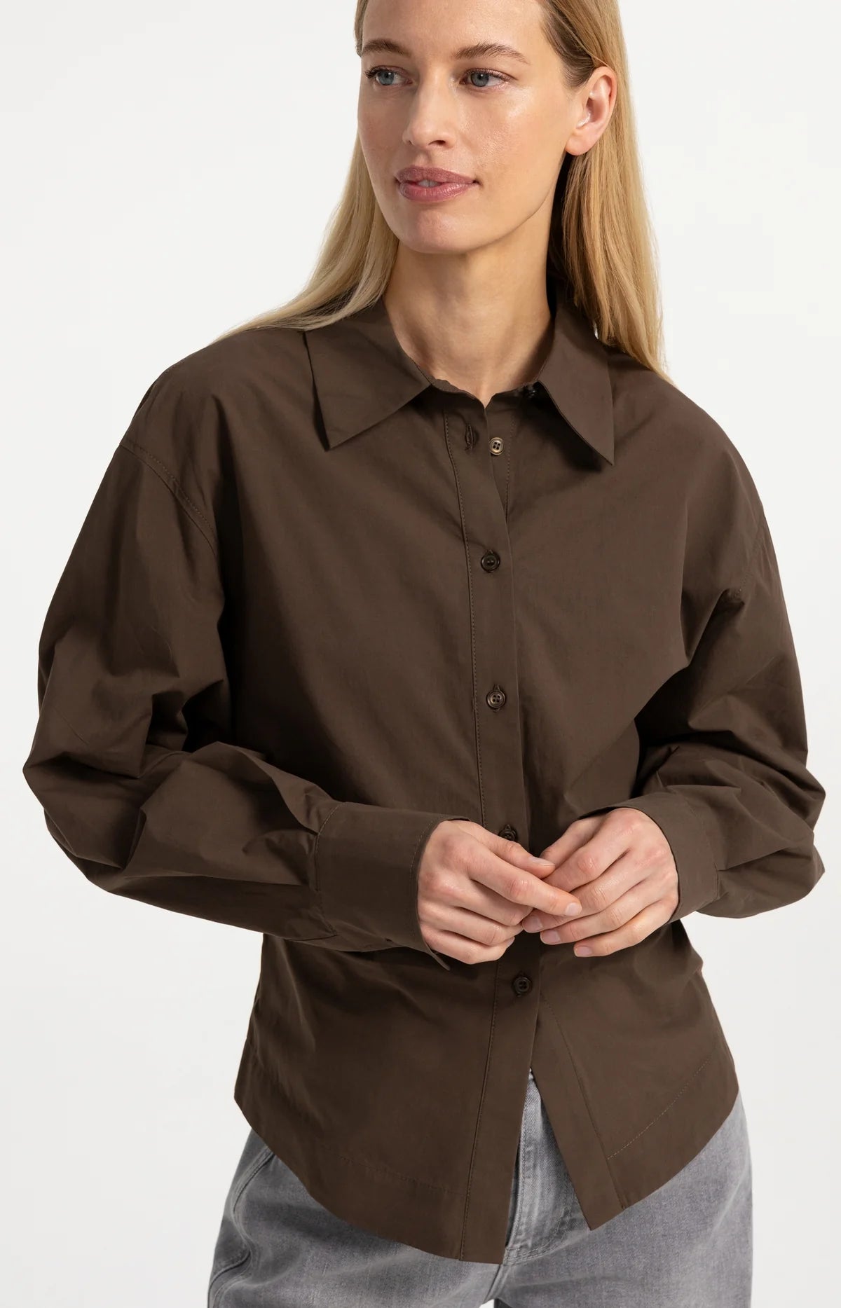 yaya-bluse-tailliert-raffung-braun-gr-36-40 image 3