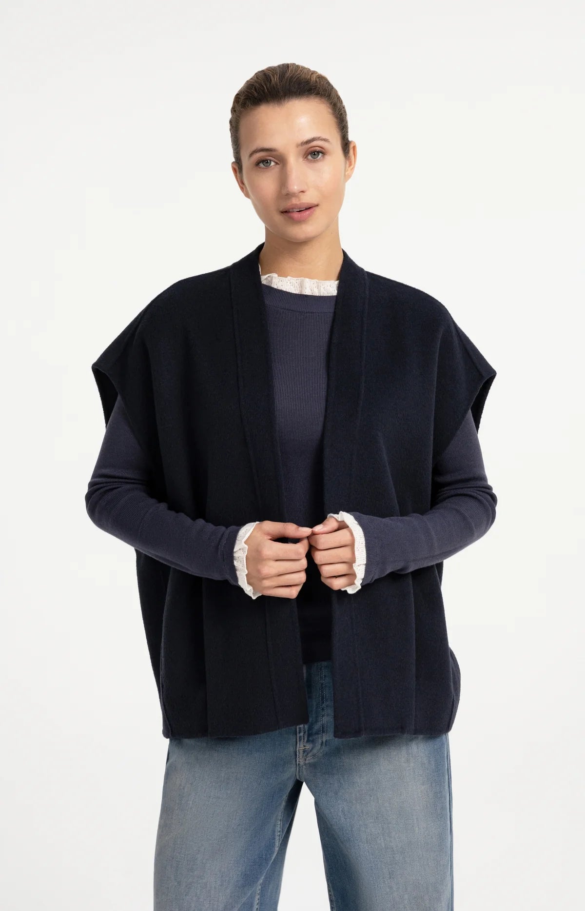 ein-st-ck-vom-gl-ck-yaya-wollweste-dunkelgrau-melange-oversize image 2