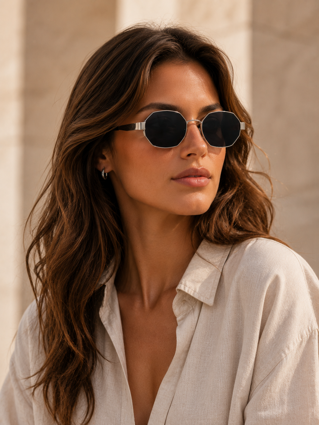 hailys-leni-sonnenbrille-silber-grau-achteckig-uv400 image 3