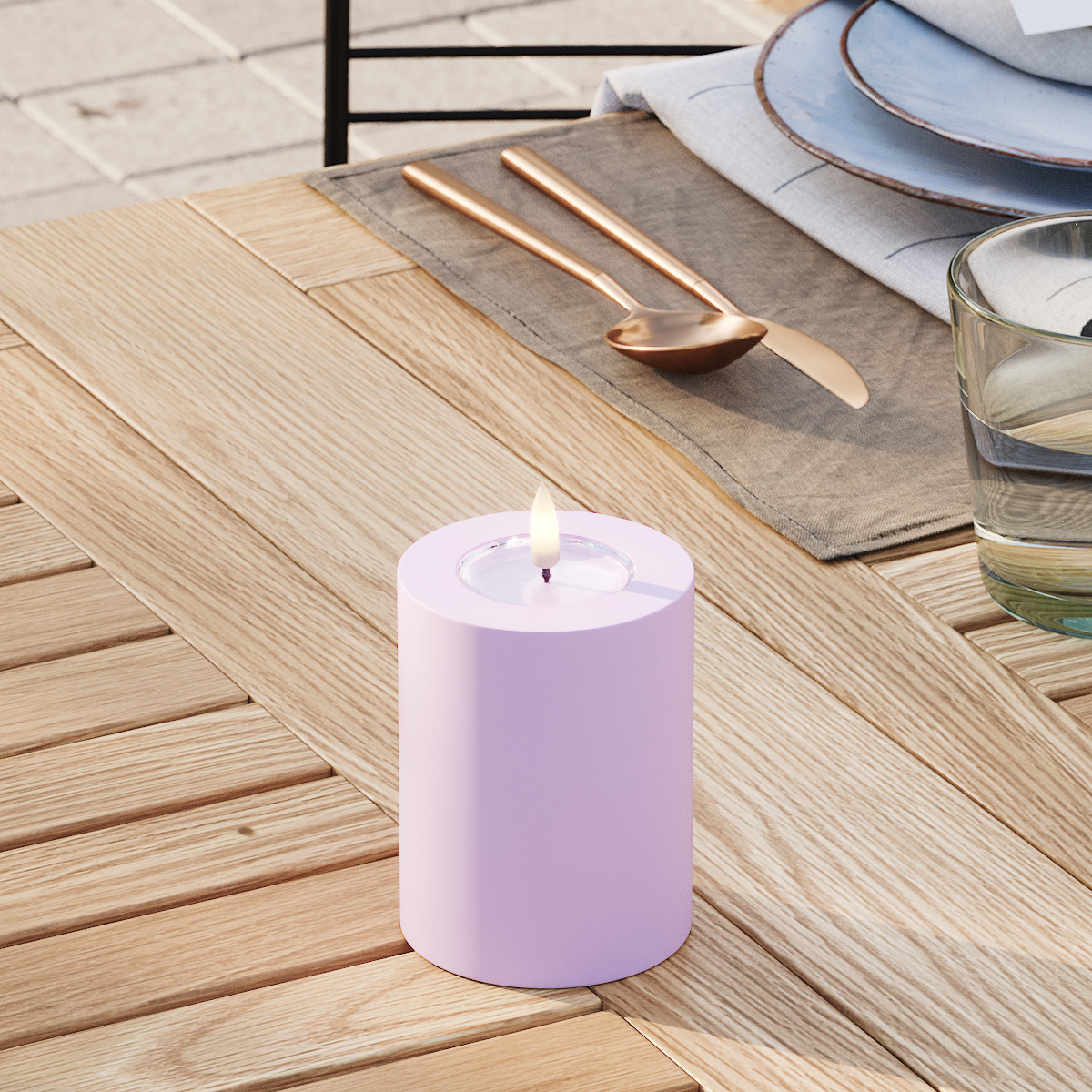 deluxe-homeart-au-enleuchten-led-blockkerze-7-5x10-lavendel-ip44 image 3