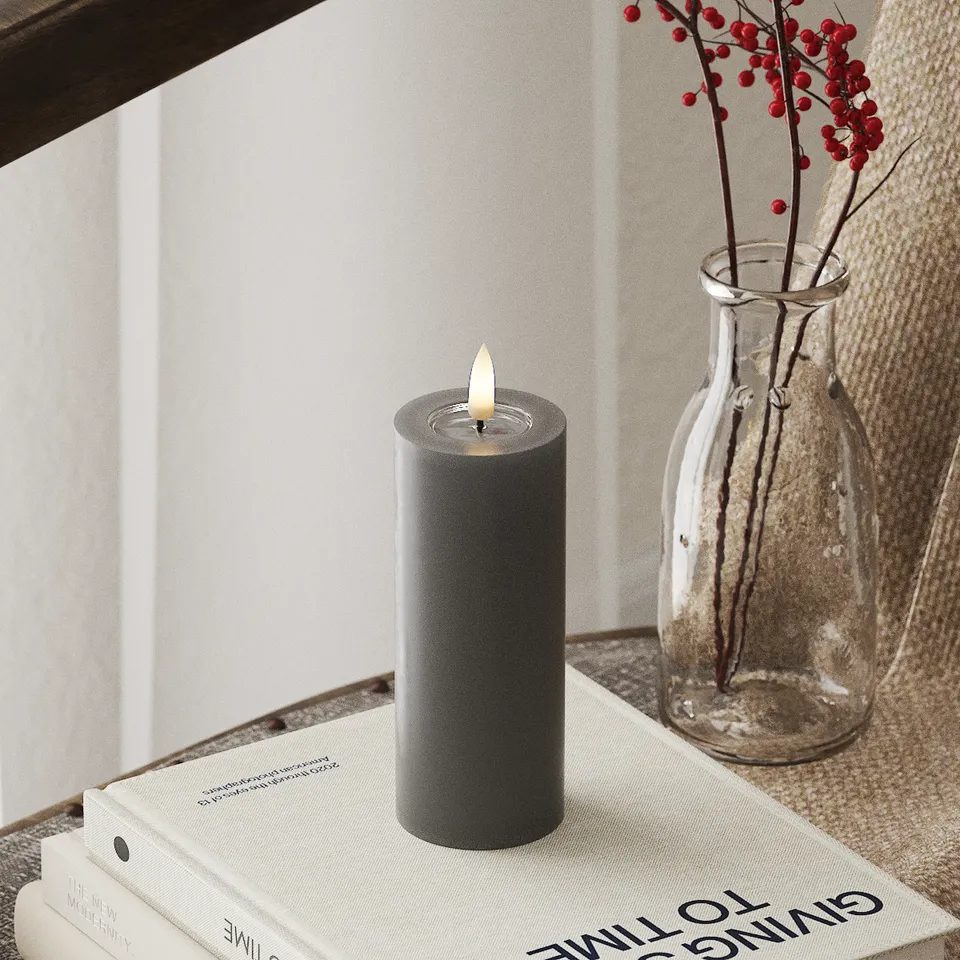 deluxe-homeart-blockkerzen-led-grau-5x12-5-cm-wachs image 1