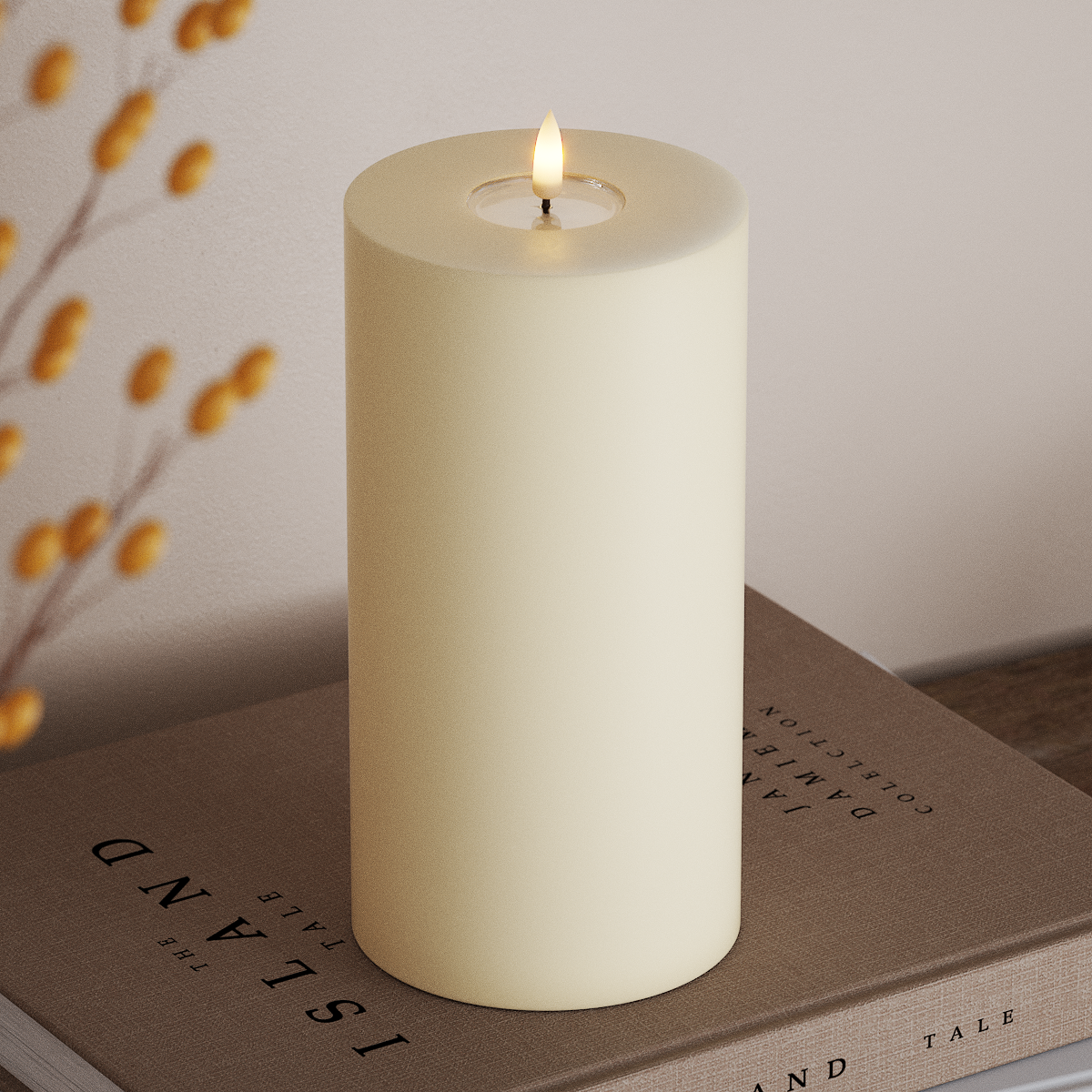 deluxe-homeart-blockkerzen-led-blockkerze-creme-10x20-cm-real-flame image 2