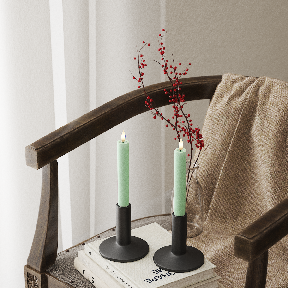 deluxe-homeart-stabkerzen-led-2x15-minze-2er-set-real-flame image 1