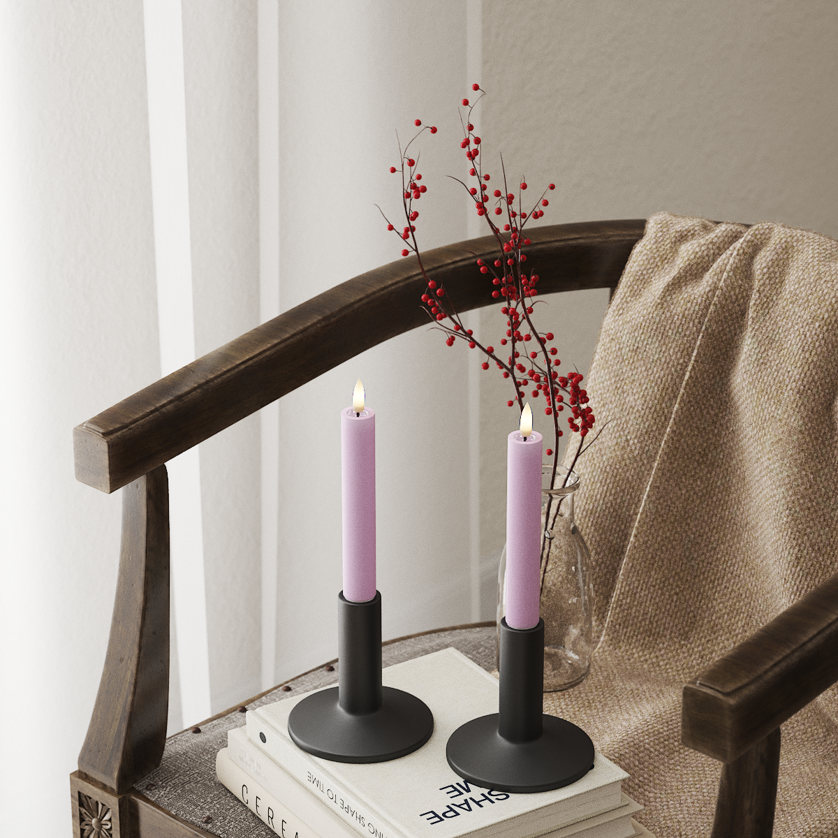 deluxe-homeart-stabkerzen-led-lavendel-15-cm-2-st-ck image 1