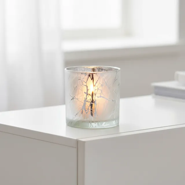 ein-st-ck-vom-gl-ck-glas-teelicht-silber-geeist-10-5x12-cm image 1