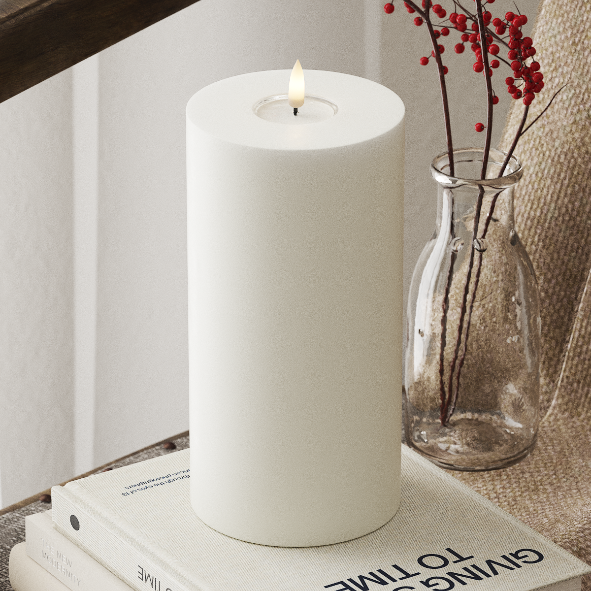 deluxe-homeart-blockkerzen-led-blockkerze-wei-10x20-cm-real-flame image 1