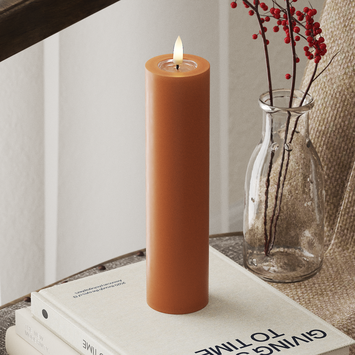 deluxe-homeart-blockkerzen-led-blockkerze-5x20-cm-orange-timer image 1