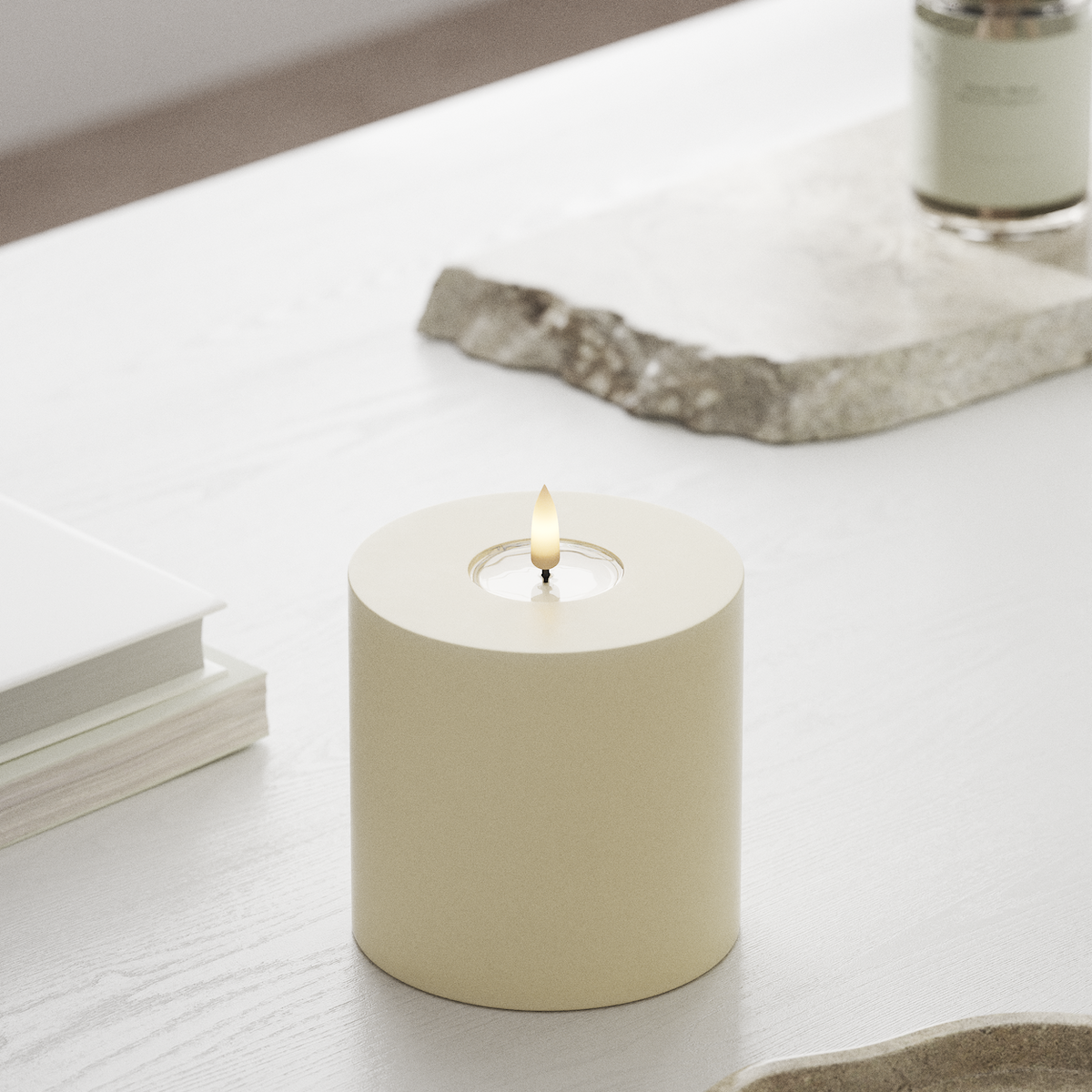 deluxe-homeart-blockkerzen-led-blockkerze-10x10-cm-creme-real-flame image 3