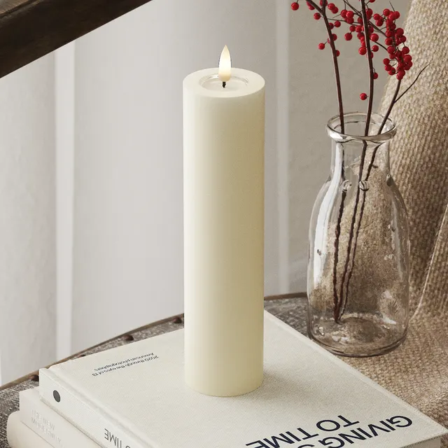 deluxe-homeart-blockkerzen-led-stumpenkerze-creme-5x20-cm image 1