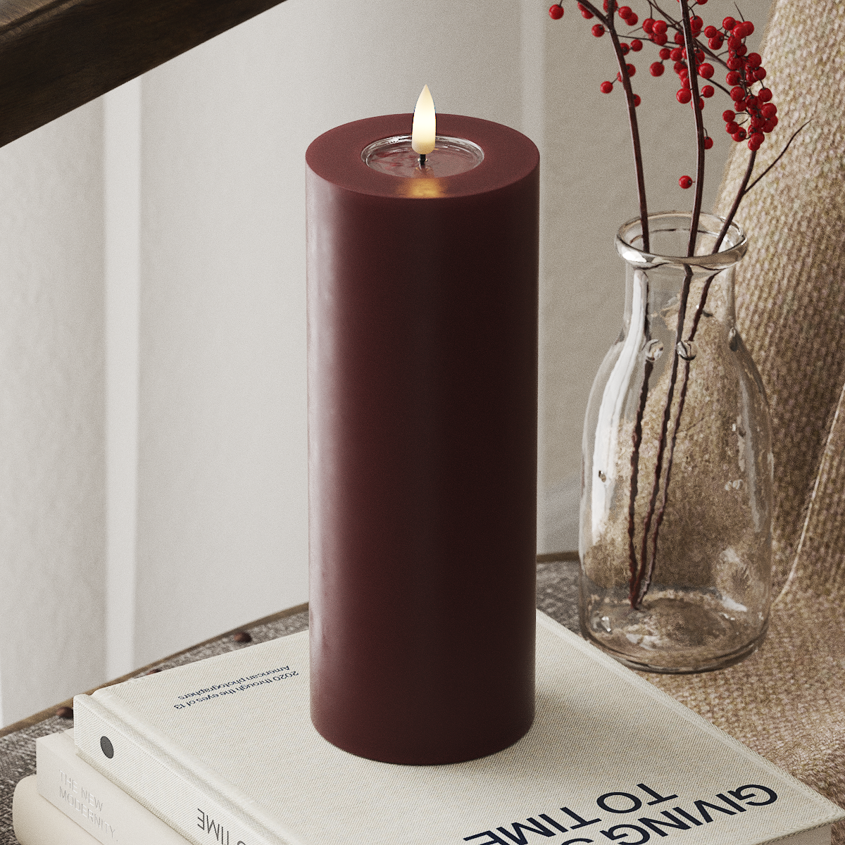 deluxe-homeart-blockkerzen-led-blockkerze-burgunderrot-7-5x20-real-flame image 1