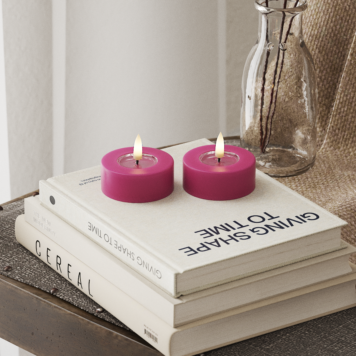 deluxe-homeart-teelichter-led-jumbo-teelichter-2er-magenta image 1
