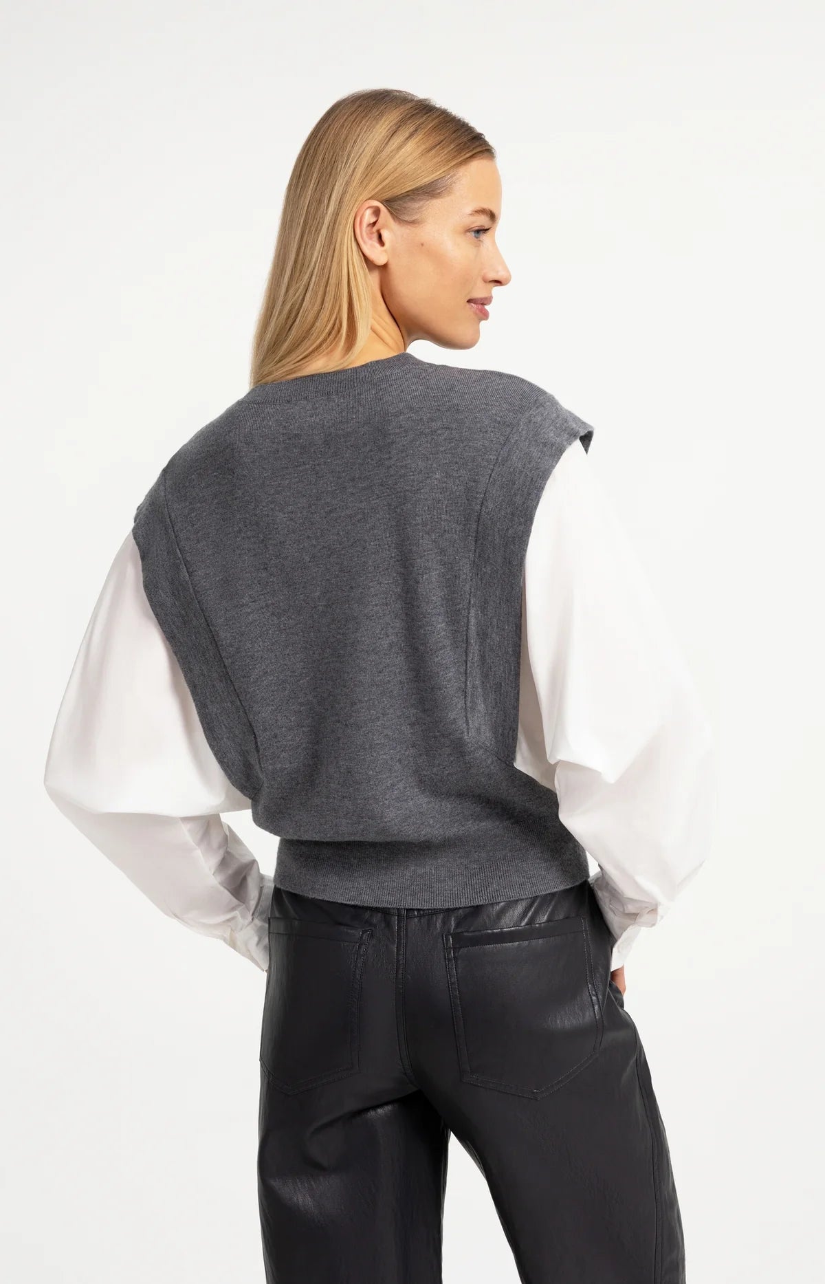 yaya-2-in-1-pullover-blusen-look-feinstrick-grau-melange-xs-l image 2