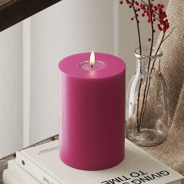 deluxe-homeart-blockkerzen-led-blockkerze-magenta-10x15-cm-real-flame image 1