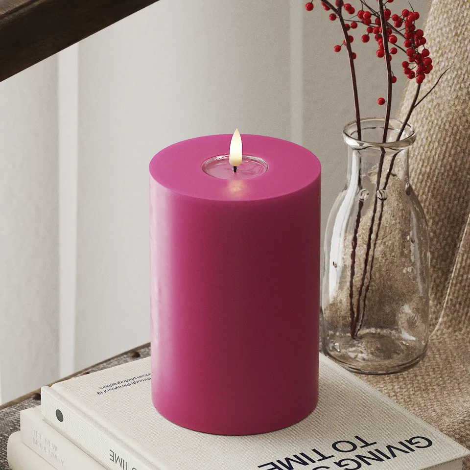 deluxe-homeart-blockkerzen-led-blockkerze-magenta-10x15-cm-real-flame image 1