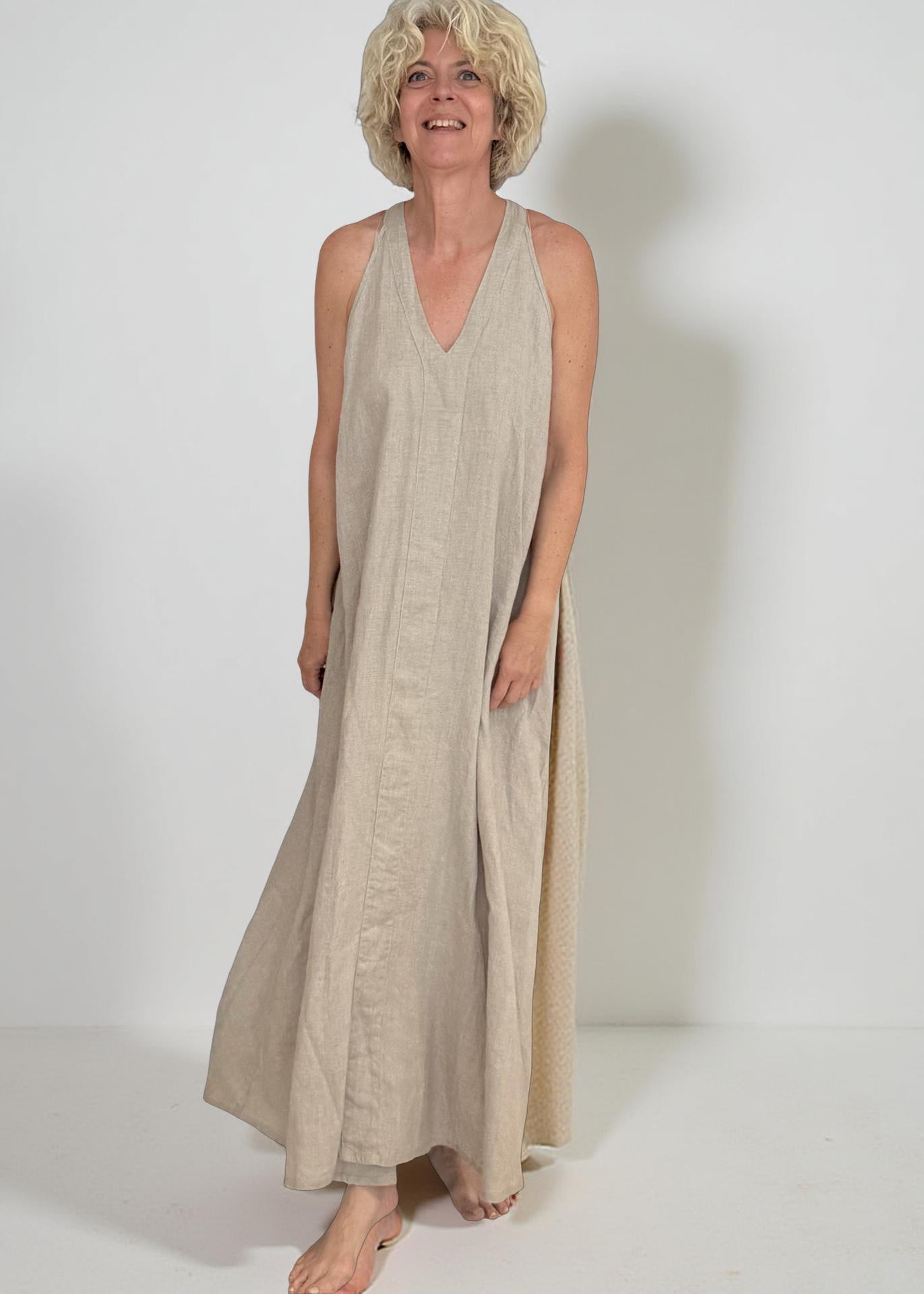 ein-st-ck-vom-gl-ck-spring-pray-maxi-leinenkleid-naturleinen image 2