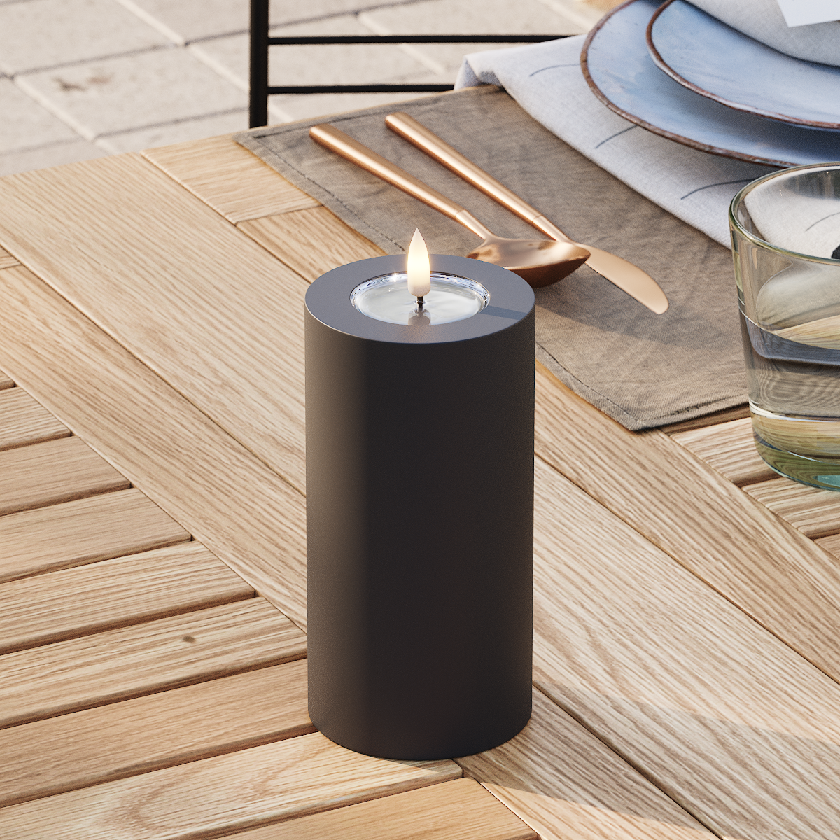 deluxe-homeart-au-enleuchten-led-outdoor-kerze-schwarz-7-5x15-ip44 image 3