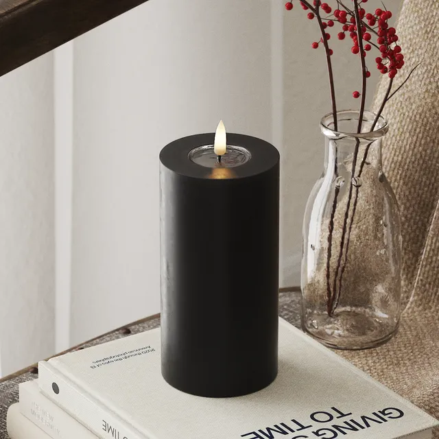 deluxe-homeart-blockkerzen-led-blockkerze-7-5x15-cm-schwarz-real-flame image 1