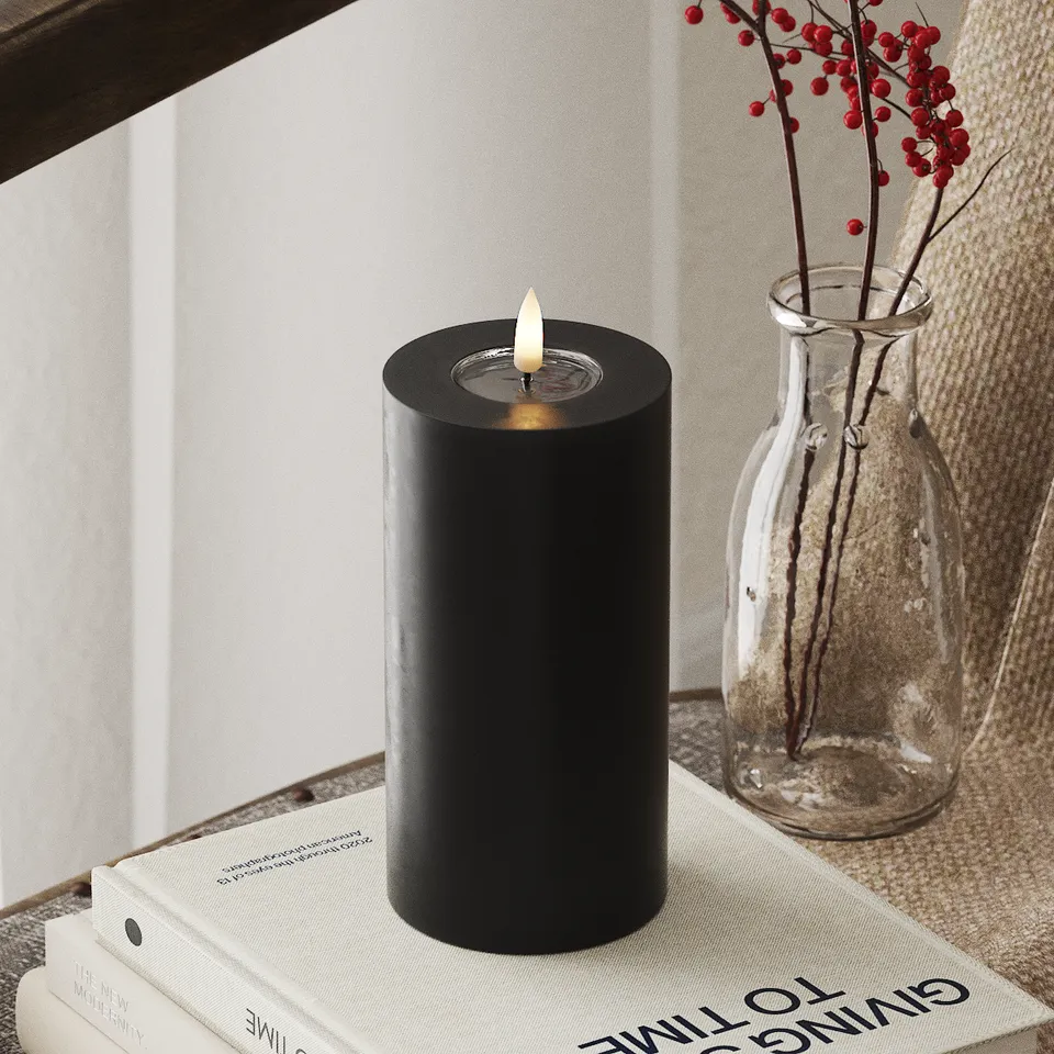 deluxe-homeart-blockkerzen-led-blockkerze-7-5x15-cm-schwarz-real-flame image 1