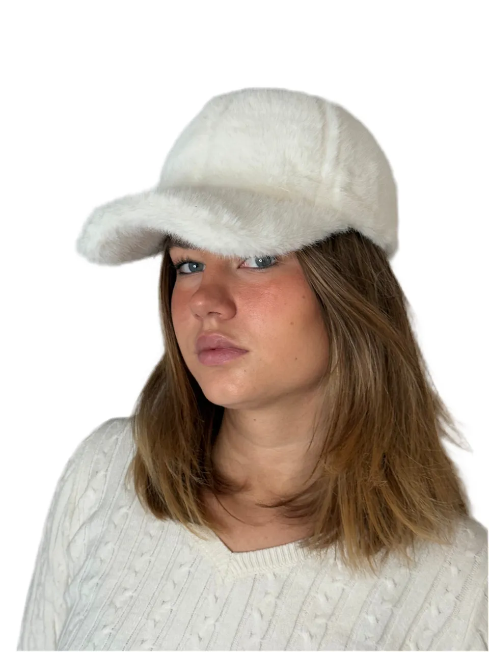 ein-st-ck-vom-gl-ck-kunstfell-baseball-cap-damen-off-white image 1