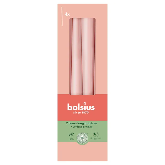 bolsius-essentials-spitzkerzen-misty-pink-4er-24-5-cm-unparf-miert image 1