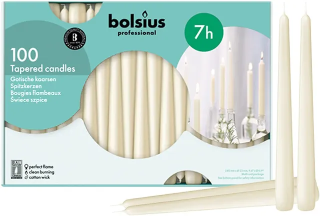 bolsius-essentials-spitzkerzen-elfenbein-24-5-cm-100-st-ck image 1
