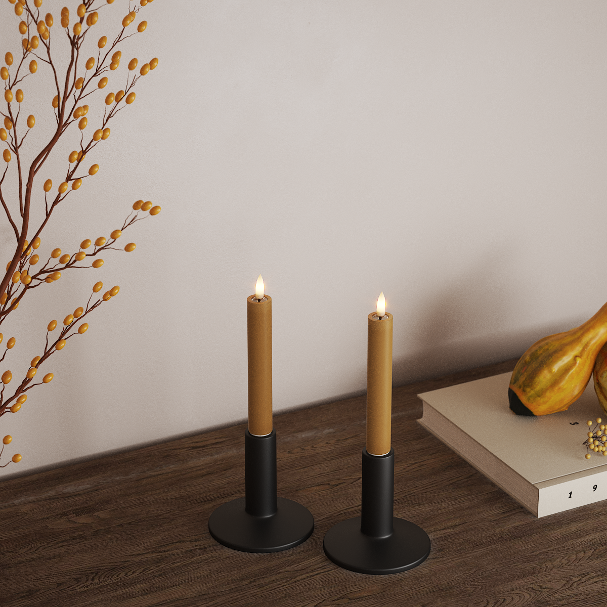 deluxe-homeart-stabkerzen-led-tafelkerzen-curry-2-st-ck image 2