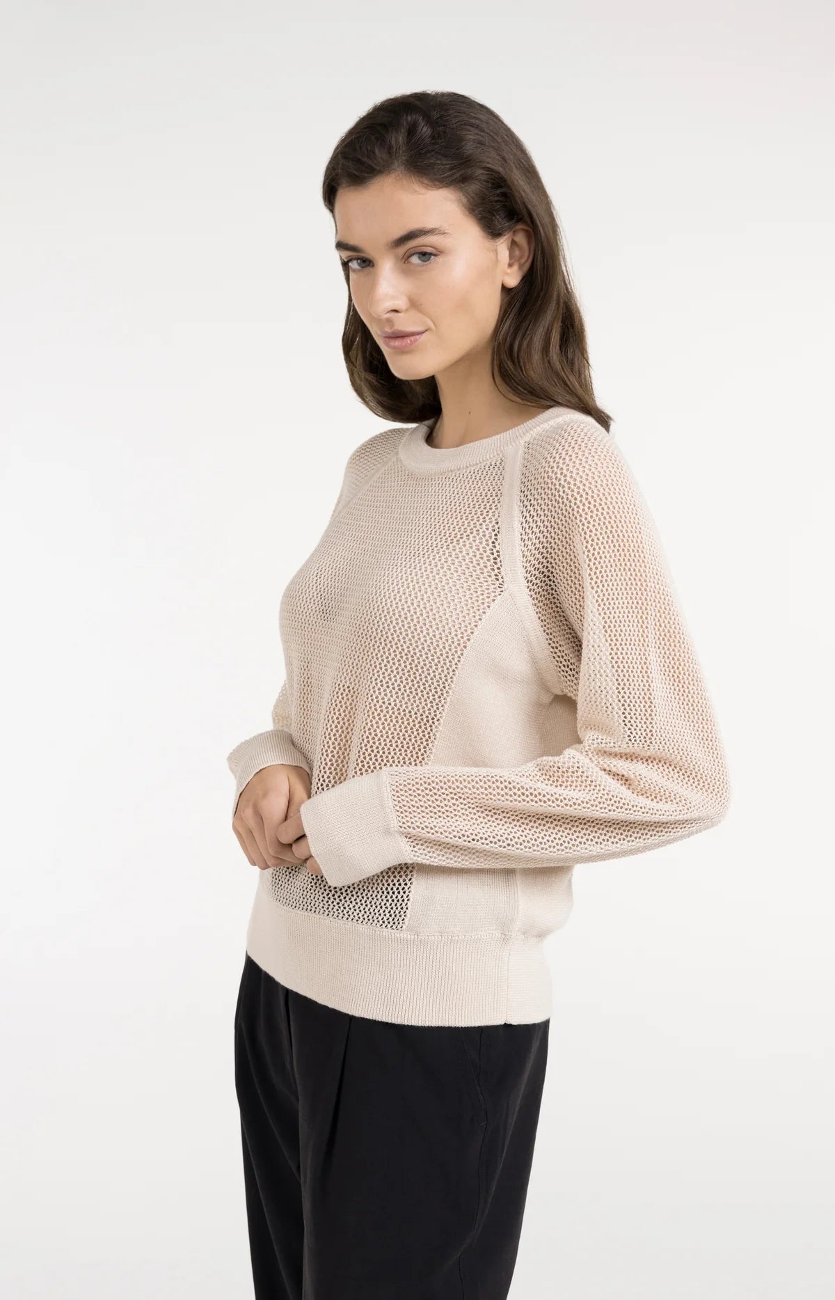 yaya-strickpullover-netzoptik-beige-damen-pullover image 3