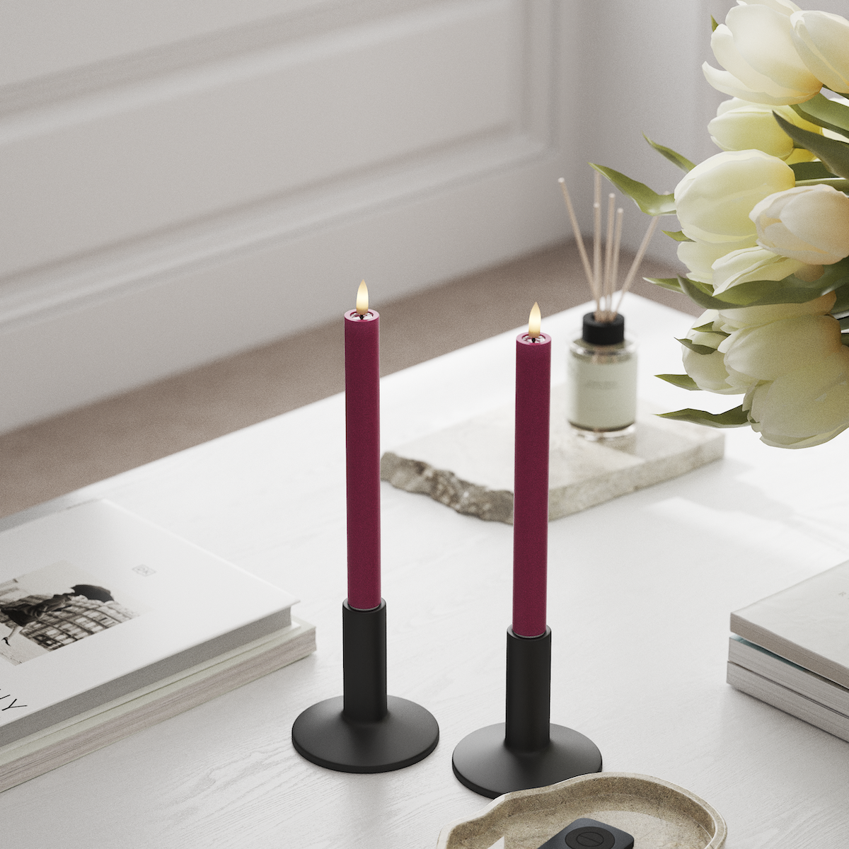 deluxe-homeart-stabkerzen-led-kerzen-2x24-cm-magenta-2-st-ck image 3
