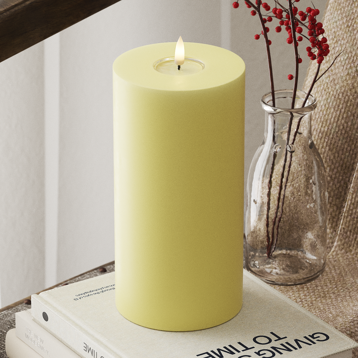deluxe-homeart-blockkerzen-led-blockkerze-10x20-cm-hellgelb-real-flame image 1